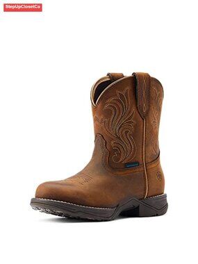 Waterproof Leather Western Boot Round Toe Calf High